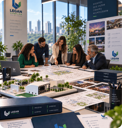 Equipe técnica da LEGAN VIABILIZA reunida em planejamento de projeto